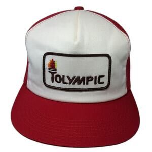 K-Brand Trucker Hat Red White One Size Olympic Paint Torch Patch Mesh Snapback